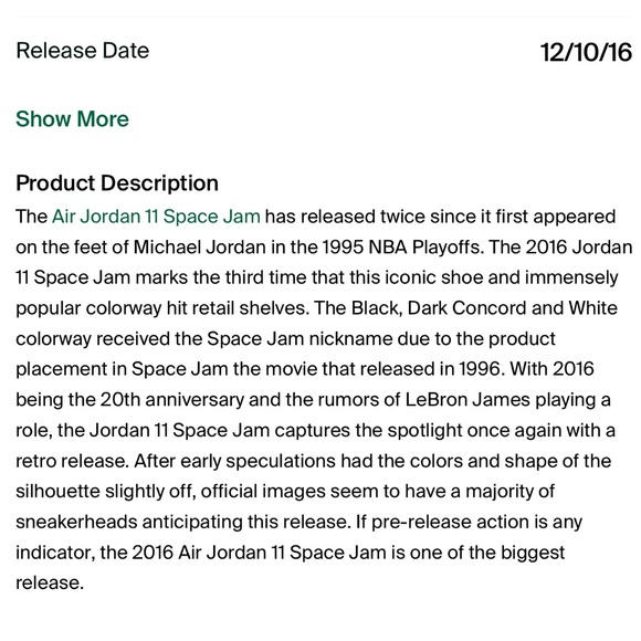 Jordan 11 Retro Space jam (2016) mens size 8 - Picture 4 of 4